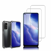 Oppo Reno5 Z 5G/ F19 Pro+ Plus 5G 6.43": Coque Silicone TPU Souple anti-choc ultra résistant avec Coins Renforcés - TRANSPARENT + 2 Films de protection d'écran Verre Trempé