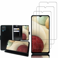 Samsung Galaxy A12 Nacho 6.5": Etui Housse Pochette Accessoires Coque gel UltraSlim - TRANSPARENT + 3 Films de protection d'écran Verre Trempé