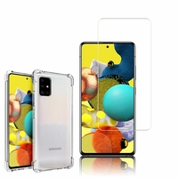 Samsung Galaxy A51 5G (2020) 6.5": Coque Silicone TPU Souple anti-choc ultra résistant avec Coins Renforcés - TRANSPARENT + 1 Film de protection d'écran Verre Trempé