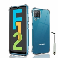Samsung Galaxy F12 6.5" SM-F127G SM-F127G/DS SM-F127F SM-F127F/DS [Les Dimensions EXACTES du telephone: 164 x 75.9 x 9.7 mm]: Coque Silicone TPU Souple anti-choc ultra résistant avec Coins Renforcés + mini Stylet - TRANSPARENT