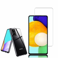 Samsung Galaxy A52/ A52 4G/ A52 5G 6.5": Etui Housse Pochette Accessoires Coque gel UltraSlim - TRANSPARENT + 1 Film de protection d'écran Verre Trempé