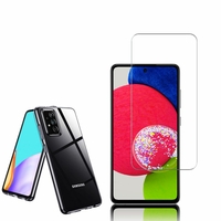 Samsung Galaxy A52S 5G 6.5": Etui Housse Pochette Accessoires Coque gel UltraSlim - TRANSPARENT + 1 Film de protection d'écran Verre Trempé