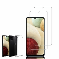 Samsung Galaxy M12 6.5": Coque Silicone TPU Souple anti-choc ultra résistant avec Coins Renforcés - TRANSPARENT + 2 Films de protection d'écran Verre Trempé