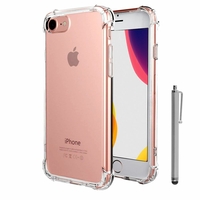 Apple iPhone SE (2022) 4.7"/ SE3/ SE (3rd generation) A2783 A2595 A2785 A2782 A2784: Coque Silicone TPU Souple anti-choc ultra résistant avec Coins Renforcés + Stylet - TRANSPARENT