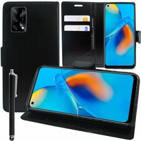 Oppo A74 4G/ Oppo F19 6.43" CHP2219 (non compatible Oppo A74 5G 6.5"): Etui portefeuille Support Video cuir PU + Stylet - NOIR