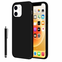 Apple iPhone 12 mini 5.4" A2399 A2176 A2398 A2400 (non compatible iPhone 12 6.1"): Coque TPU silicone mat souple ultra-fine antidérapant + Stylet - NOIR
