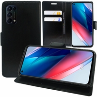 Oppo Find X3 Lite 6.43" CPH2145 (non compatible Oppo Find X3 6.7") [Les Dimensions EXACTES du telephone: 159.1 x 73.4 x 7.9 mm]: Etui portefeuille Support Video cuir PU - NOIR