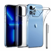 Apple iPhone 13 Pro Max 6.7" A2643 A2484 A2641 A2644 A2645 (non compatible avec iPhone 13/ 13 Pro/ 13 mini): Coque Silicone gel UltraSlim et Ajustement parfait + Stylet - TRANSPARENT