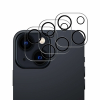 Apple iPhone 13 mini 5.4" A2628 A2481 A2626 A2629 A2630 (non compatible avec iPhone 13/ 13 Pro/ 13 Pro Max): Lot / Pack de 3 Protection Objectif Caméra Arrière en Verre Trempé 9H Haute Définition avec Cercle De Lumière Flash Noir