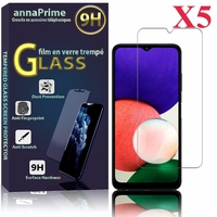 Samsung Galaxy A22 5G 6.6" SM-A226B A226BRN A226B/DS A226B/DSN A226BDS A226BDSN A226BRDSN (non compatible Galaxy A22 4G 6.4"): Lot / Pack de 5 Films de protection d'écran Verre Trempé