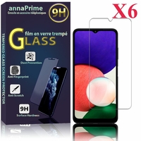 Samsung Galaxy A22 5G 6.6" SM-A226B A226BRN A226B/DS A226B/DSN A226BDS A226BDSN A226BRDSN (non compatible Galaxy A22 4G 6.4"): Lot / Pack de 6 Films de protection d'écran Verre Trempé