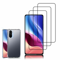 Xiaomi Redmi K40/ K40 Pro/ K40 Pro+ Plus/ K40 Ultra 6.67": Etui Housse Pochette Accessoires Ultraslim coque gel transparent compatibilité parfait - TRANSPARENT + 3 Films de protection d'écran Verre Trempé - NOIR