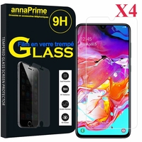 Samsung Galaxy A70 6.7" SM-A705F/ SM-A7050/ SM-A705FN/ SM-A705F/DS [Les Dimensions EXACTES du telephone: 164.3 x 76.7 x 7.9 mm]: Lot / Pack de 4 Films de protection d'écran Verre Trempé
