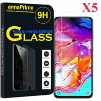 Samsung Galaxy A70 6.7" SM-A705F/ SM-A7050/ SM-A705FN/ SM-A705F/DS [Les Dimensions EXACTES du telephone: 164.3 x 76.7 x 7.9 mm]: Lot / Pack de 5 Films de protection d'écran Verre Trempé