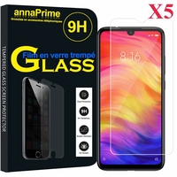 Xiaomi Redmi Note 7/ Redmi Note 7 Pro 6.3" (non compatible Xiaomi Redmi 7 6.26"): Lot / Pack de 5 Films de protection d'écran Verre Trempé