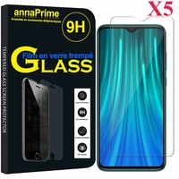 Xiaomi Redmi Note 8 Pro 6.53" 2015105, M1906G7I (non compatible Xiaomi Redmi Note 8 6.3"): Lot / Pack de 5 Films de protection d'écran Verre Trempé