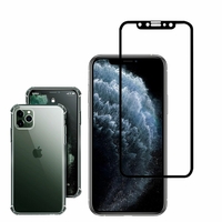 Apple iPhone 11 Pro 5.8": Etui Housse Pochette Accessoires Ultraslim coque gel transparent compatibilité parfait - TRANSPARENT + 1 Film de protection d'écran Verre Trempé - NOIR