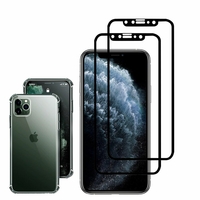 Apple iPhone 11 Pro 5.8": Etui Housse Pochette Accessoires Ultraslim coque gel transparent compatibilité parfait - TRANSPARENT + 2 Films de protection d'écran Verre Trempé - NOIR