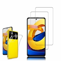 Xiaomi Poco M4 Pro 5G 6.6": Etui Housse Pochette Accessoires Coque gel UltraSlim - TRANSPARENT + 2 Films de protection d'écran Verre Trempé