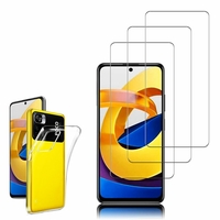 Xiaomi Poco M4 Pro 5G 6.6": Etui Housse Pochette Accessoires Coque gel UltraSlim - TRANSPARENT + 3 Films de protection d'écran Verre Trempé
