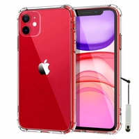 Apple iPhone 11 6.1" A2221 A2111 A2223 (non compatible iPhone 11 Pro 5.8"/ iPhone 11 Pro Max 6.5"): Coque Silicone TPU Souple anti-choc ultra résistant avec Coins Renforcés + mini Stylet - TRANSPARENT