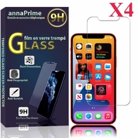 Apple iPhone 12 6.1" A2403 A2172 A2402 A2404 (non compatible iPhone 12 mini 5.4"): Lot / Pack de 4 Films de protection d'écran Verre Trempé