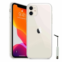 Apple iPhone 11 6.1" A2221 A2111 A2223 (non compatible iPhone 11 Pro 5.8"/ iPhone 11 Pro Max 6.5"): Coque Silicone gel UltraSlim et Ajustement parfait + mini Stylet - TRANSPARENT