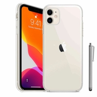 Apple iPhone 11 6.1" A2221 A2111 A2223 (non compatible iPhone 11 Pro 5.8"/ iPhone 11 Pro Max 6.5"): Coque Silicone gel UltraSlim et Ajustement parfait + Stylet - TRANSPARENT