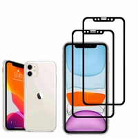 Apple iPhone 11 6.1": Etui Housse Pochette Accessoires Ultraslim coque gel transparent compatibilité parfait - TRANSPARENT + 2 Films de protection d'écran Verre Trempé - NOIR