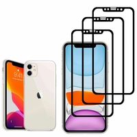 Apple iPhone 11 6.1": Etui Housse Pochette Accessoires Ultraslim coque gel transparent compatibilité parfait - TRANSPARENT + 3 Films de protection d'écran Verre Trempé - NOIR