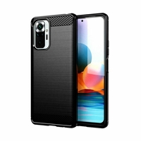 Xiaomi Redmi Note 10/ Note 10S 6.43" M2101K7AI (non compatible Xiaomi Redmi Note 10 5G 6.5"/ Xiaomi Mi Note 10 6.47"): Coque Silicone TPU Fibre de Carbone Brossé - NOIR