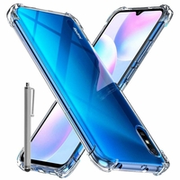 Xiaomi Redmi 9A 6.53" M2006C3LG (non compatible Xiaomi Redmi 9/ 9C) [Les Dimensions EXACTES du telephone: 164.9 x 77.1 x 9 mm]: Coque Silicone TPU Souple anti-choc ultra résistant avec Coins Renforcés + Stylet - TRANSPARENT