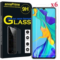 Huawei P30 6.1" ELE-L29/ ELE-L09/ ELE-AL00/ ELE-TL00 (non compatible Huawei P30 Lite/ P30 Pro): Lot / Pack de 6 Films de protection d'écran Verre Trempé