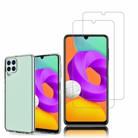 Samsung Galaxy M22 4G 6.4": Etui Housse Pochette Accessoires Coque gel UltraSlim - TRANSPARENT + 2 Films de protection d'écran Verre Trempé