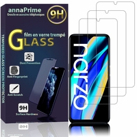 Realme Narzo 50A Prime 6.6" RMX3516 (non compatible avec Realme Narzo 50A 6.5"): Lot / Pack de 3 Films de protection d'écran Verre Trempé