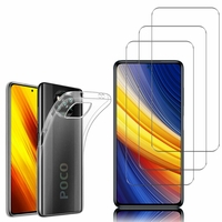 Xiaomi Poco X3 Pro 6.67": Etui Housse Pochette Accessoires Coque gel UltraSlim - TRANSPARENT + 3 Films de protection d'écran Verre Trempé