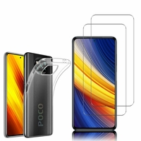 Xiaomi Poco X3 Pro 6.67": Etui Housse Pochette Accessoires Coque gel UltraSlim - TRANSPARENT + 2 Films de protection d'écran Verre Trempé