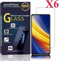 Xiaomi Poco X3 Pro 6.67" M2102J20SG M2102J20SI [Les Dimensions EXACTES du telephone: 165.3 x 76.8 x 9.4 mm]: Lot / Pack de 6 Films de protection d'écran Verre Trempé