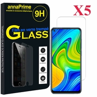 Xiaomi Redmi Note 9 6.53" M2003J15SC M2003J15SG M2003J15SS (non compatible Xiaomi Redmi Note 9S/ 9 Pro/ Pro Max 6.67") [Les Dimensions EXACTES du telephone: 162.3 x 77.2 x 8.9 mm]: Lot / Pack de 5 Films de protection d'écran Verre Trempé