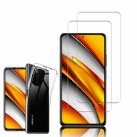 Xiaomi Poco F3/ Mi 11i 6.67": Etui Housse Pochette Accessoires Coque gel UltraSlim - TRANSPARENT + 2 Films de protection d'écran Verre Trempé