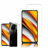 Xiaomi Poco F3/ Mi 11i 6.67": Etui Housse Pochette Accessoires Coque gel UltraSlim - TRANSPARENT + 1 Film de protection d'écran Verre Trempé