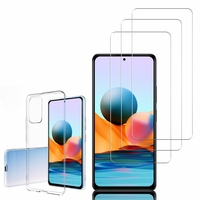 Xiaomi Redmi Note 10/ Note 10S 6.43": Etui Housse Pochette Accessoires Coque gel UltraSlim - TRANSPARENT + 3 Films de protection d'écran Verre Trempé