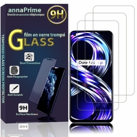 Realme 8i 6.6" RMX3151 (non compatible avec Realme 8 6.4"/ Realme 8 5G 6.5"): Lot / Pack de 3 Films de protection d'écran Verre Trempé