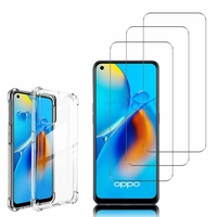 Oppo A74 4G/ Oppo F19 6.43": Coque Silicone TPU Souple anti-choc ultra résistant avec Coins Renforcés - TRANSPARENT + 3 Films de protection d'écran Verre Trempé