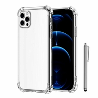 Apple iPhone 12 Pro 6.1" A2407 A2341 A2406 A2408 (non compatible iPhone 12 Pro Max 6.7"): Coque Silicone TPU Souple anti-choc ultra résistant avec Coins Renforcés + Stylet - TRANSPARENT