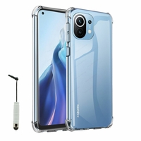 Xiaomi Mi 11 Lite/ Mi 11 Lite 5G 6.55" M2101K9AG M2101K9G (non compatible Xiaomi Mi 11 6.81"): Coque Silicone TPU Souple anti-choc ultra résistant avec Coins Renforcés + mini Stylet - TRANSPARENT