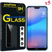 Huawei P20 Lite/ Nova 3e 5.84" (non compatible Huawei P20/ P20 Pro): Lot / Pack de 5 Films de protection d'écran Verre Trempé