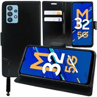 Samsung Galaxy M32 5G 6.5" SM-M326B SM-M326B/DS (non compatible Galaxy M32 4G 6.4"): Etui portefeuille Support Video cuir PU + mini Stylet - NOIR