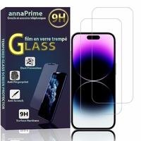 Apple iPhone 14 Pro Max 6.7" A2894 A2651 A2893 A2895 (non compatible avec iPhone 14/ 14 Plus/ 14 Pro): Lot / Pack de 2 Films de protection d'écran Verre Trempé