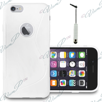 Apple iPhone 6 Plus/ 6s Plus: Accessoire Housse Etui Pochette Coque S silicone gel + mini Stylet - BLANC